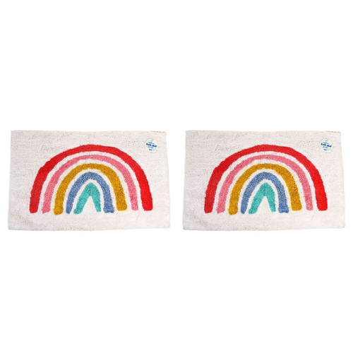 2PK Rex London Tufted Cotton Bathmat Rectangular 50x80cm - Rainbow