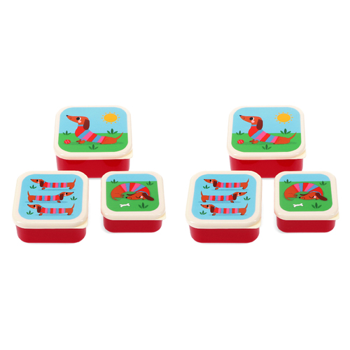 2x 3pc Rex London Kids Plastic Snack Box Square Set - Wild Wonders