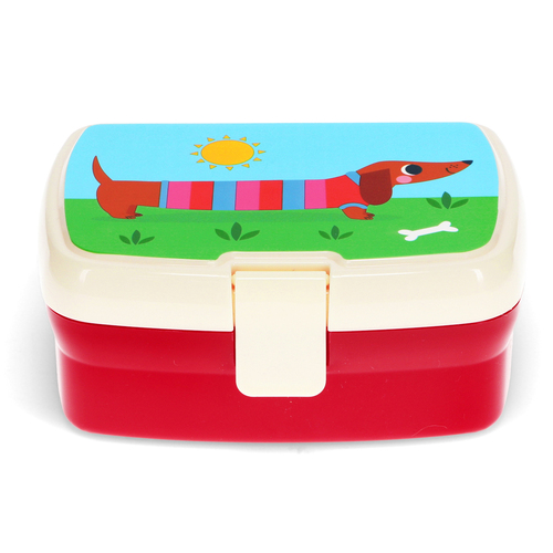 Rex London Kids Plastic Lunch Box Rectangle 17x13cm - Sausage Dog