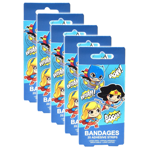 5x 20pc Young Justice Chibi Bandages Adhesive Strip Kids 6y+