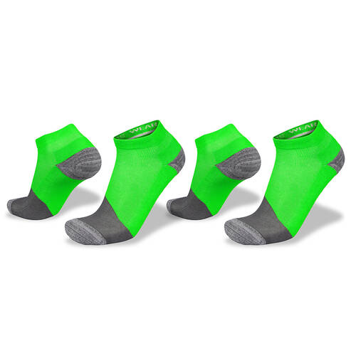 2PK Wilderness Wear Active Bamboo Runner AU 7-11 Lime Charcoal Socks