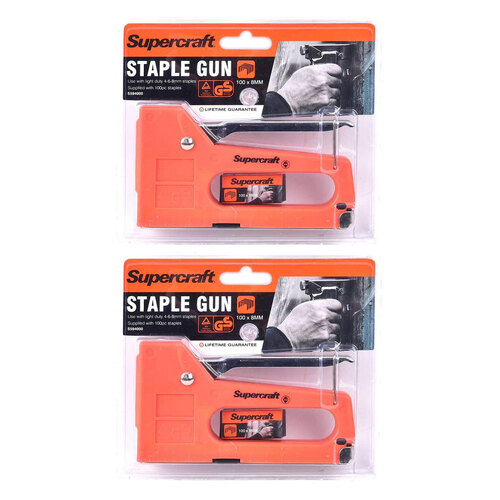 2PK Supercraft Light Duty Staple Gun w/ 100x8mm Staples