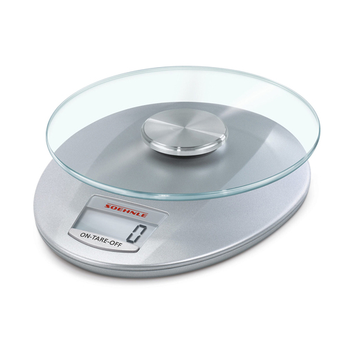 Soehnle Roma Digital LCD Kitchen Food Scale w/ Removable Plate Silver 5kg