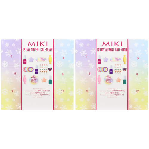 2PK Miki 12 Day Advent Calendar Cosmetic/Beauty Accessories Set