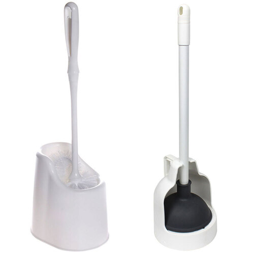 Sabco Toilet Tidy Rim Brush and Sabco Toilet Plunger w/ Caddy Set