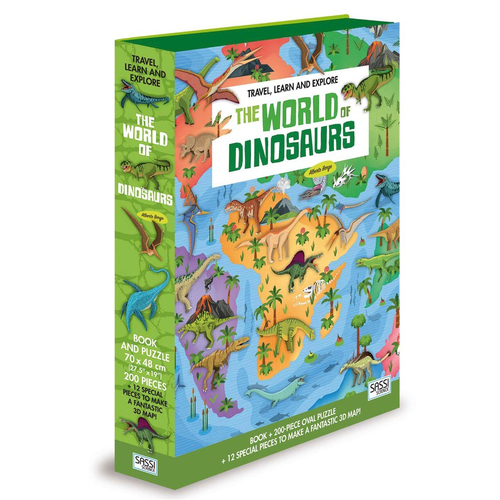 600pc Sassi Junior World of Dinosaurs Book & 3D Puzzle Set Kids 6y+