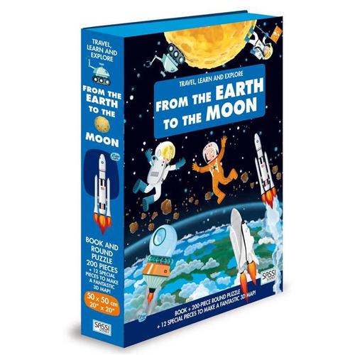 200pc Sassi Junior From the Earth to the Moon Book & 3D Puzzle Set