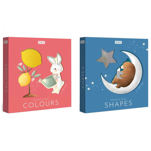 2pc Sassi Touch & Feel Colours and Touch & Feel Shapes Kids Pocket Book Set