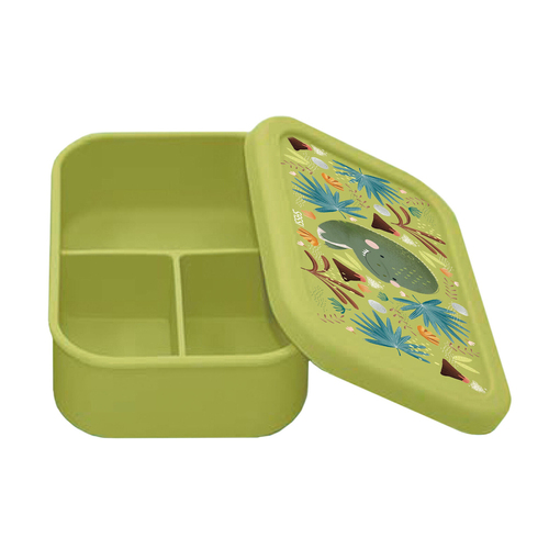 Sassi Silicone Lunch Box Cracky the Dinosaur Baby/Childrens Cutlery 6m+