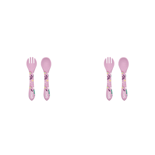 2PK Sassi Silicone Cutlery Set Sparkly The Unicorn Baby/Childrens Tableware 6m+