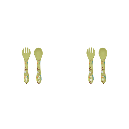 2PK Sassi Silicone Cutlery Set Cracky the Dinosaur Baby/Childrens Tableware 6m+