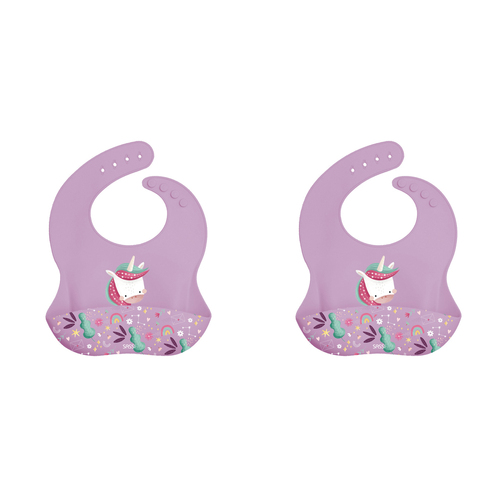 2PK Sassi Silicone Bib Sparkly The Unicorn Baby/Childrens Tableware 6m+