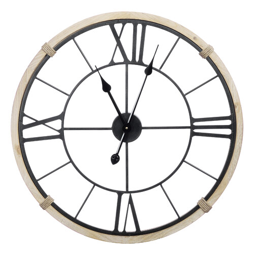 Cooper & Co. Spartacus 60cm Silent Wall Clock Hamptons Style Black