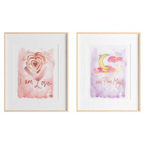 2pc SunChild I am Pure Magic and I am Love Art Print Kids Room Display - A5