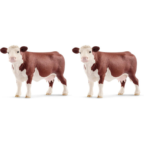 2PK Schleich Kids/Childrens Toy Figurine Hereford Cow 3y+