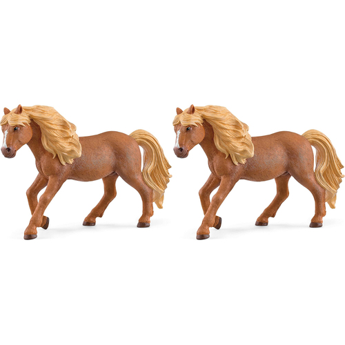 2PK Schleich 5.3'' Iceland Pony Stallion Animal Action Figure Kids Toy 5-12y