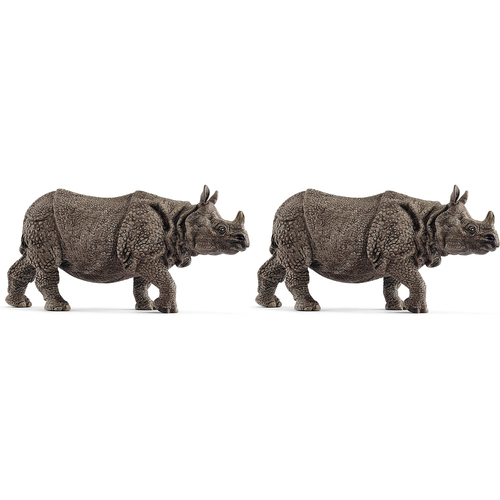 2PK Schleich 5.5'' Indian Rhinoceros Animal Action Figure Kids Toy 3-8y