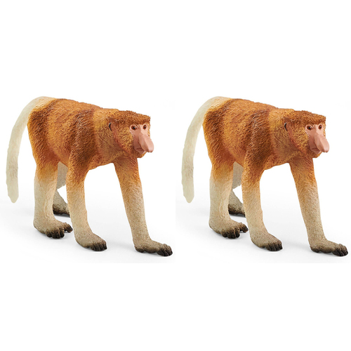 2PK Schleich 3.9'' Proboscis Monkey Animal Action Figure Kids Toy 3-8y