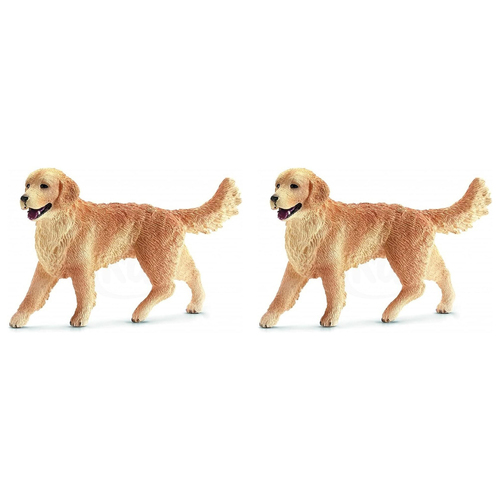 2PK Schleich 3'' Golden Retriever Female Animal Action Figure Kids Toy 3-8y