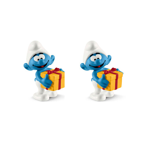 2PK Schleich Kids/Childrens Toy Figurine Smurf with Present 7y+