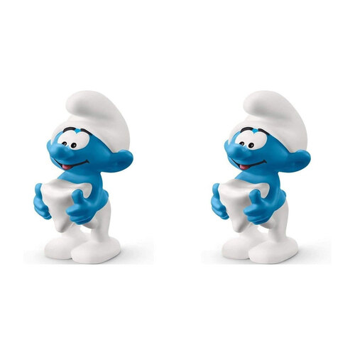 2PK Schleich Kids/Childrens Toy Figurine Smurf with Tooth 7y+