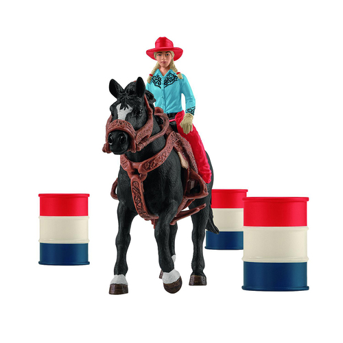 7pc Schleich Cowgirl Barrel Racing Fun Action Figure Kids Toy Set 3+