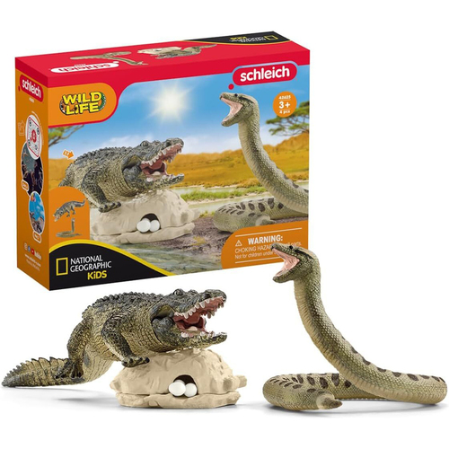 4pc Schleich Danger In The Swamp Animal Action Figure Kids Toy 3+