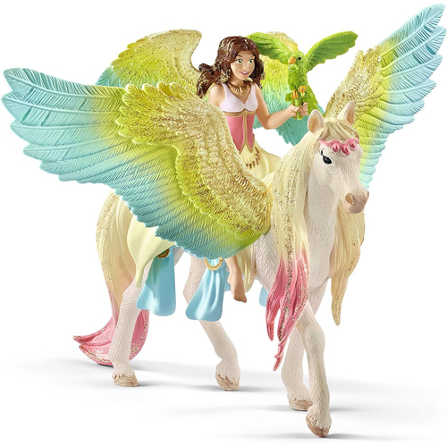 3pc Schleich 7.1'' Fairy Surah w/ Glitter Pegasus Figure Kids Toy Set 5-12y