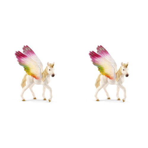 2PK Schleich 7.1'' Winged Rainbow Unicorn Foal Animal Figure Kids Toy 3-8y