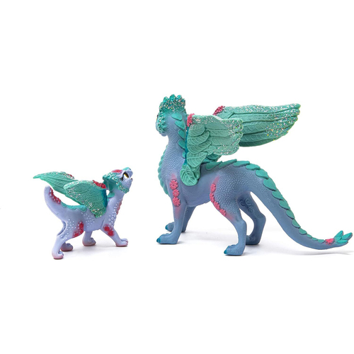 2pc Schleich 7.1'' Flower Dragon & Baby Action Figure Kids Toy Set 5-12y