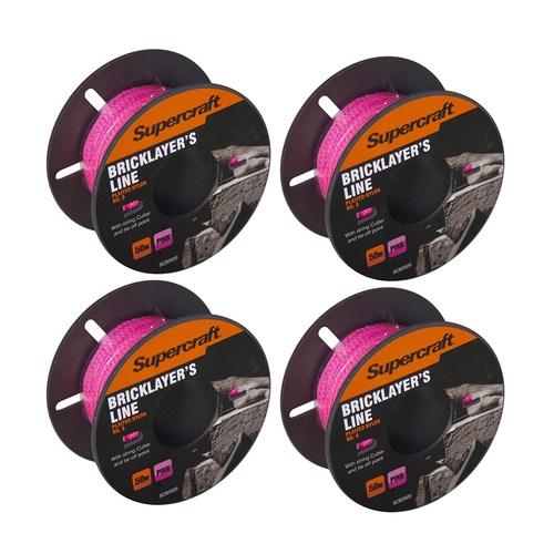 4PK Supercraft Brickline No8 Pink 50M High Visibility DIY Construction Tool