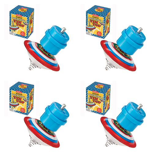 4PK Schylling Kids Bouncing Tin Top 6cm Classic Toy 3y+