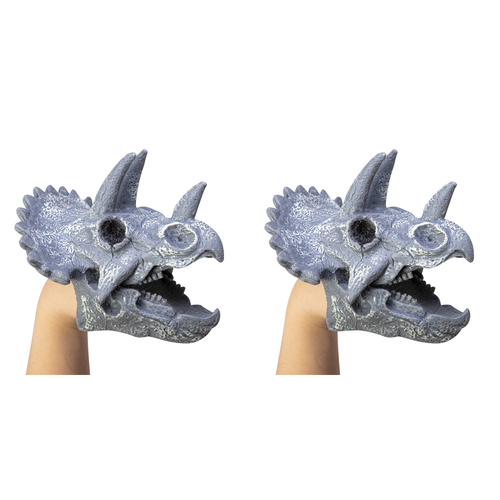 2PK Schylling Dino Skull Hand Puppet Kids Pretend Play Toy Grey Assorted 3y+