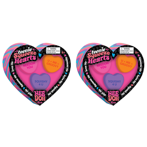 2PK Schylling Teenie Nee Doh Hearts Kids Squeeze Toy 13cm Assorted 3y+