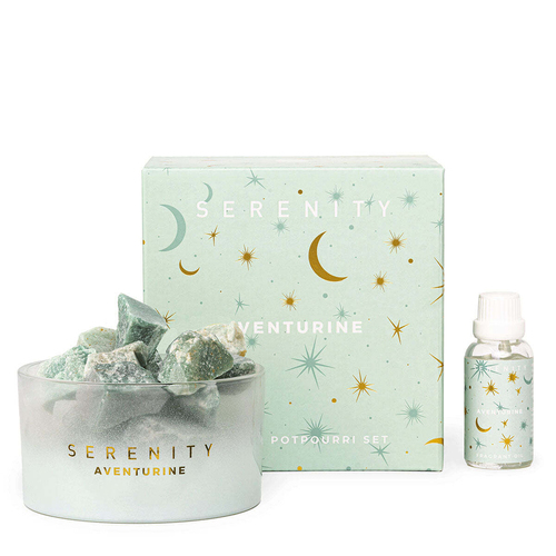 3pc Serenity Crystal 50ml Potpourri & Oil Set - Abundance & Aventurine