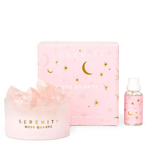 3pc Serenity Crystal 50ml Potpourri & Oil Set - Love & Rose Quartz