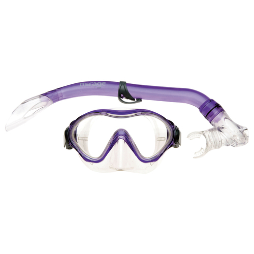 2pc Mirage Goby Kids Junior Silitex Mask & Snorkel Set Purple