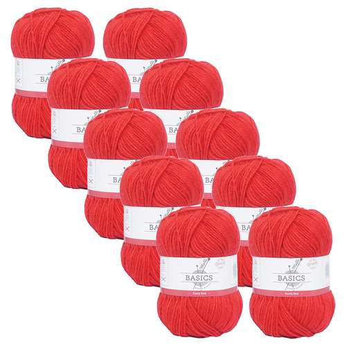 10PK Malli Super Blend Basic 100g Acrylic/Polyester Yarn - Footy Red