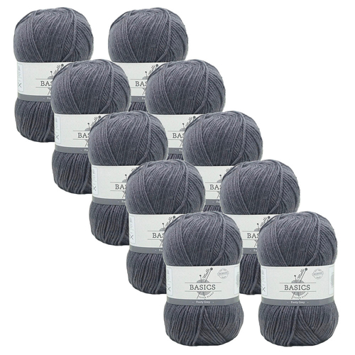 10PK Malli Super Blend Basic 100g Acrylic/Polyester Yarn - Footy Grey