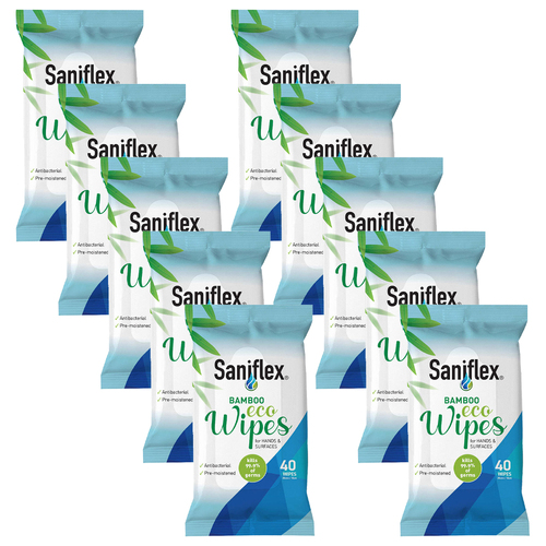 400pc Saniflex Bamboo Eco Hand Wipes Home cleaning