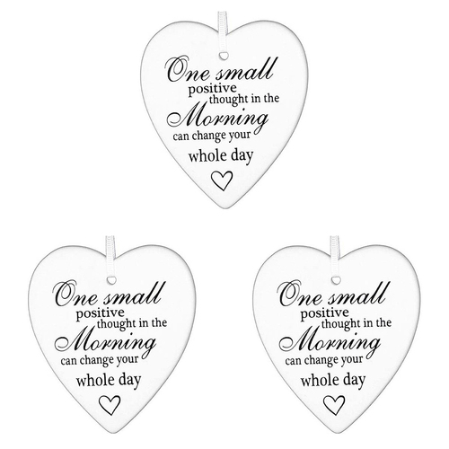 3PK LVD Ceramic Hanging 8x9cm Heart Positive Smile w/ Hanger Ornament Decor