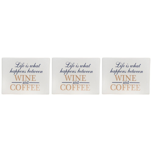 3PK LVD Ceramic Sign Life Between Home Decor 13x10cm - White