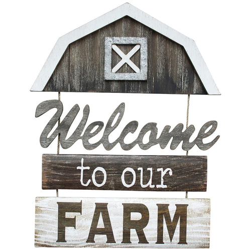 LVD MDF/Jute Hanging Signboard Welcome To Our Farm Garden Decor 51cm