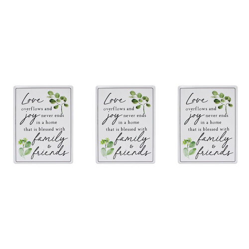 3PK LVD Blessed Family Friend Metal Sign 22.9x30.8cm - White