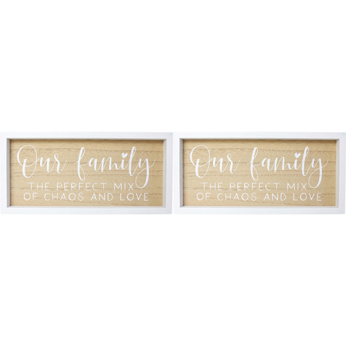 2PK LVD 24cm MDF Sign Wall/Door Hanging Decor Our Family