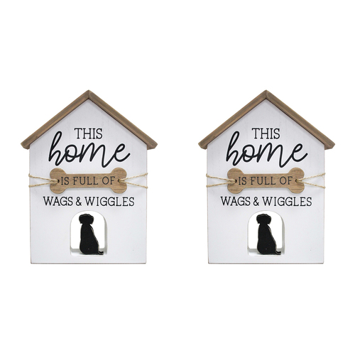 2PK LVD 20cm MDF Sign Wags & Wiggles Home/Room Decorative Display