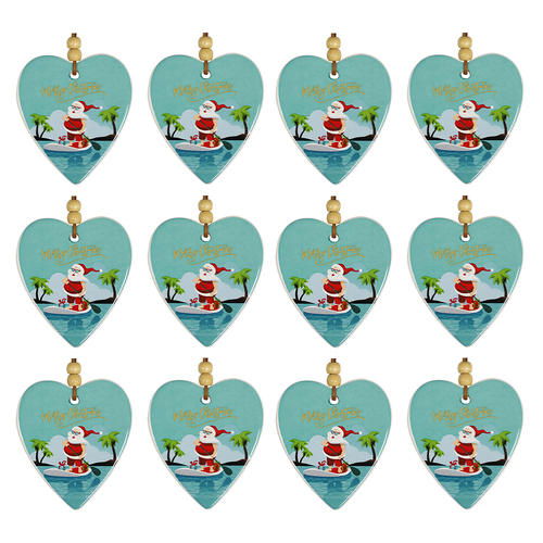 12PK LVD Hang Heart Paddle Board Santa Decorative Sculpture Home/Lounge Decor