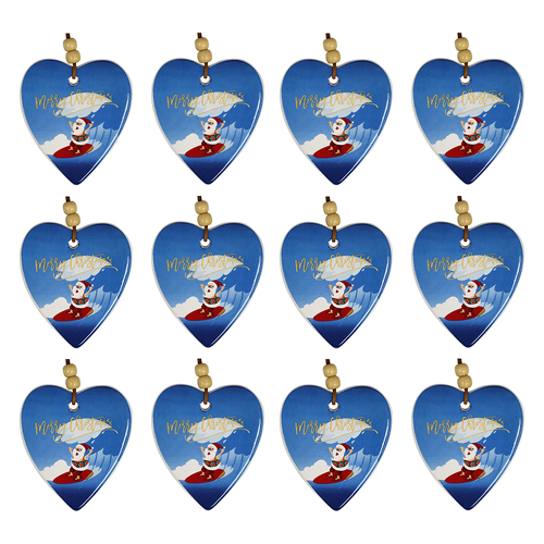 12PK LVD Hang Heart Surfing Wave Santa Decorative Sculpture Home/Lounge Decor