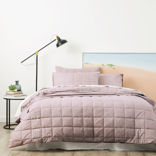 Park Avenue Paradis Washed Chambray Quilted Quilt Cover Set King Plum