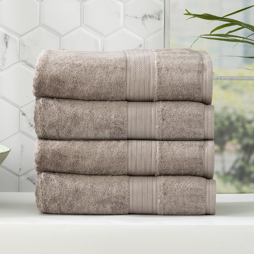 4pc Renee Taylor Stella 650GSM Super Soft Bamboo Cotton Bath Towel Pewter